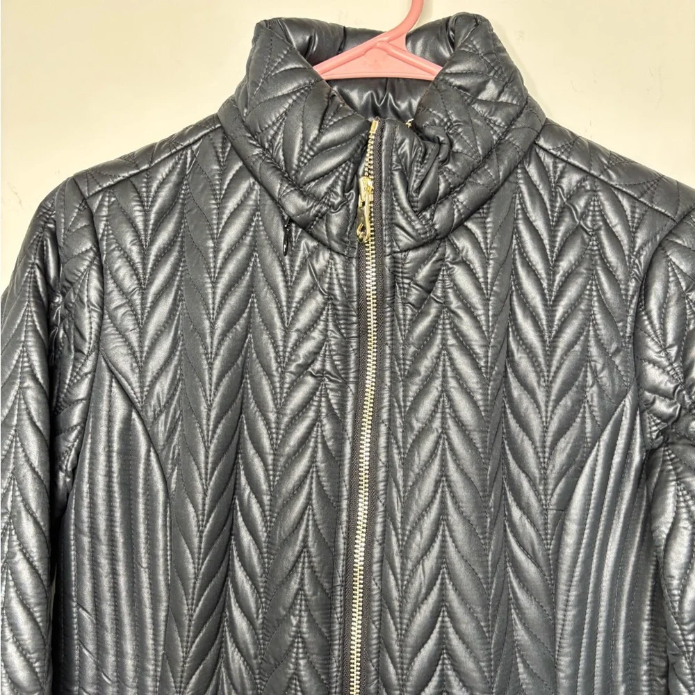 Kate Spade New York Black Quilted Jacket Water Resistant XS Fall Winter‎ NWT